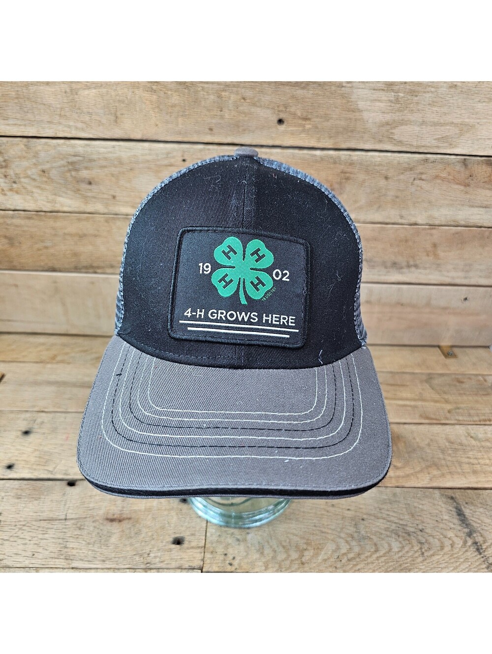 4-H Grows Here Trucker Snapback Hat National 4-H Council Gray Black Cap